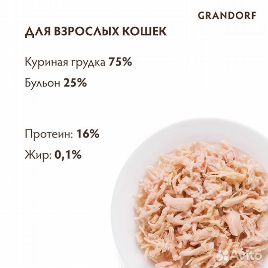 Grandorf консервы для кошек: куриная грудка