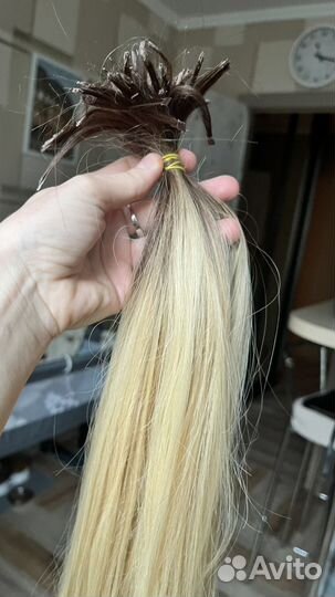 Волосы для наращивания 45 см блонд омбре