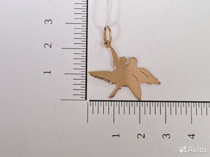 Золотая подвеска Голубки 585 пробы
