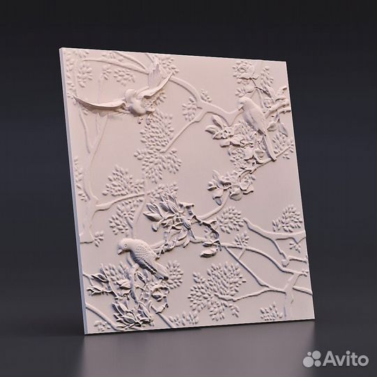 Гипсовая 3d панель Птички