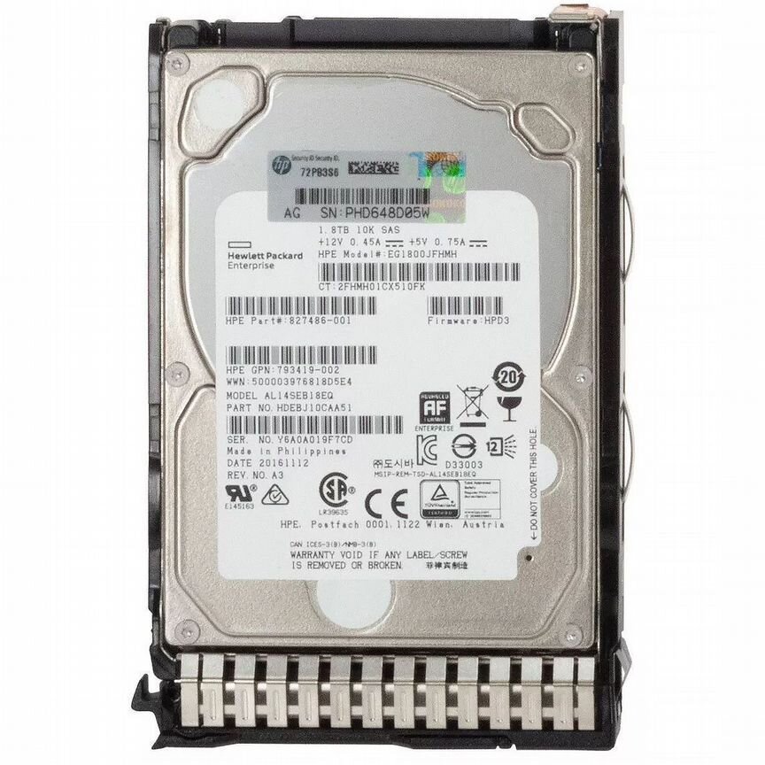 [827486-001] Жесткий Диск Hp Eg1800jfhmh 1,8tb Sas 2,5" Hdd 827486-001