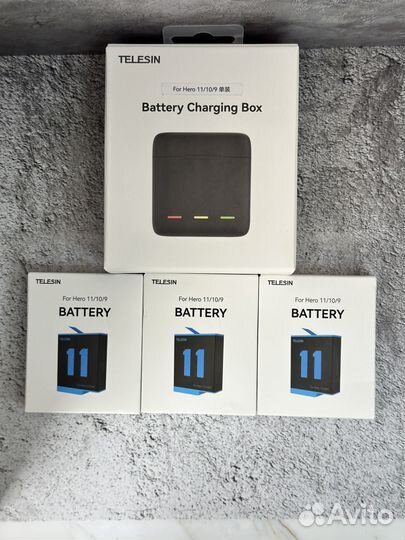 Аккумулятор + зарядка для GoPro 11/10/9 Telesin 4