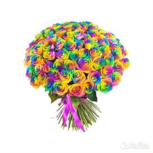 Радужные розы натуральные