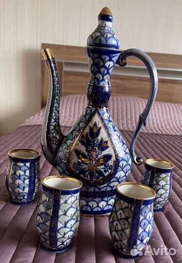 Сервиз. Кумган. Кобальт, золочение. Ручная роспись