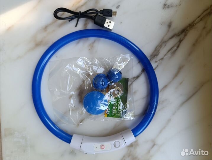 Светящийся ошейник для собак + светящийся брелок