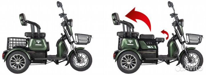 Скутер электрический трехколёсный
