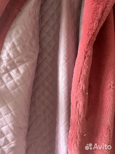 Шуба из эко меха тедди с поясом р.S-M