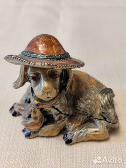 Шкатулка собака металлическая