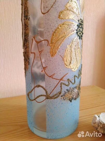 Ваза высокая стекло Неман Беларусь. Сухоцветы IKEA