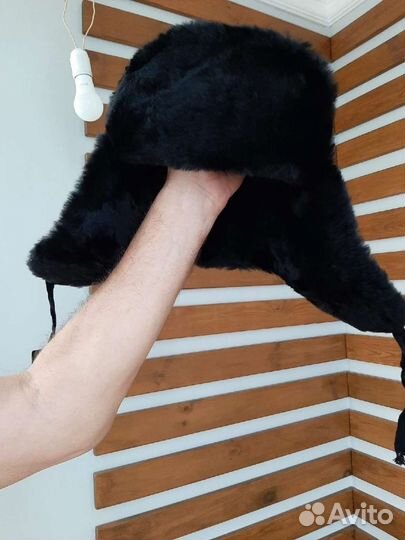 Мужская ушанка кожа