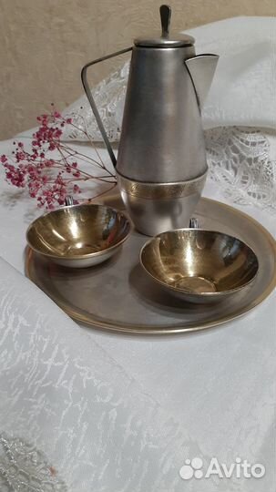 Мельхиор позол. Кофейный набор.ложки вилки