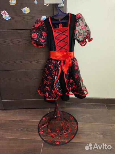 Платье и шляпа ведьмы для девочки для хэллоуина