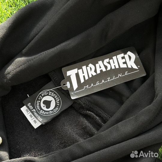 Худи Trasher Blue Flame Logo черная