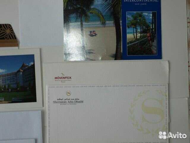Брендовые конверты, открытки, бумага отелей