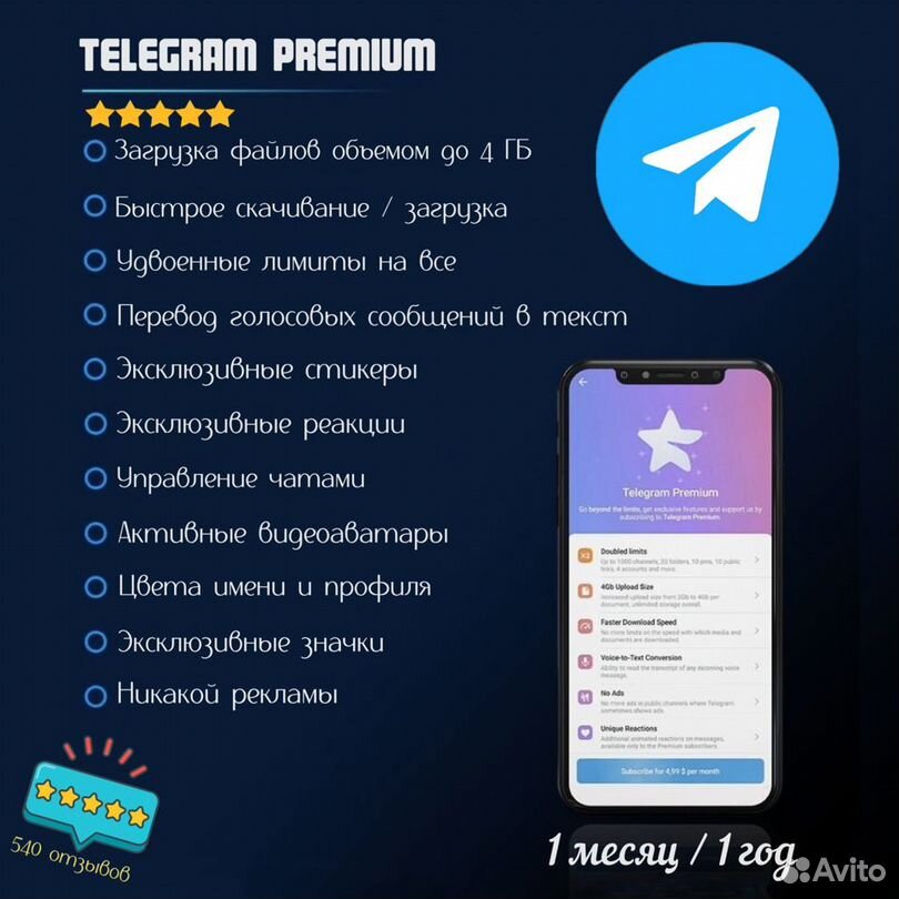 Telegram Premium 1 месяц Телеграм Премиум