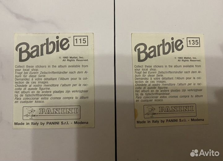 Наклейки Барби Star 1997 года и Барби 1993 года
