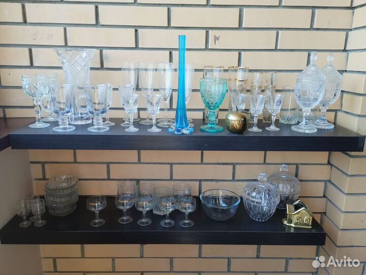Посуда СССР хрусталь стекло рюмки вазы подсвечники