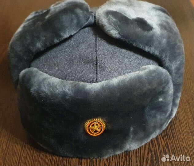 Шапка ушанка меховая для военнослужащих с какардой