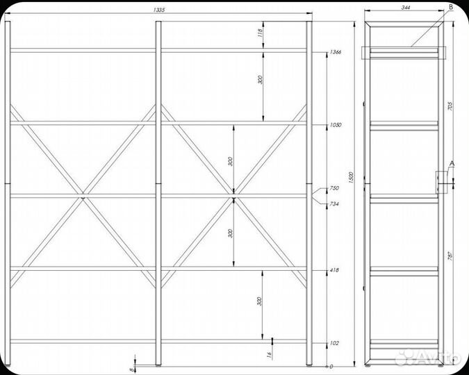 Стеллаж металлический в стиле лофт