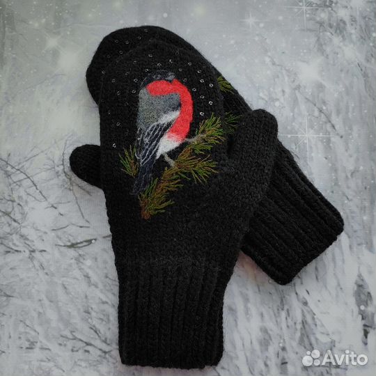 Варежки с снегирями