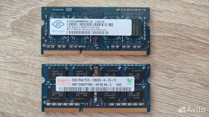 So Dimm ddr3 4gb 1333 MHz Hynix и Nanya