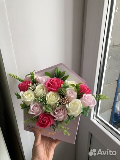 Букет конверт из мыльных роз