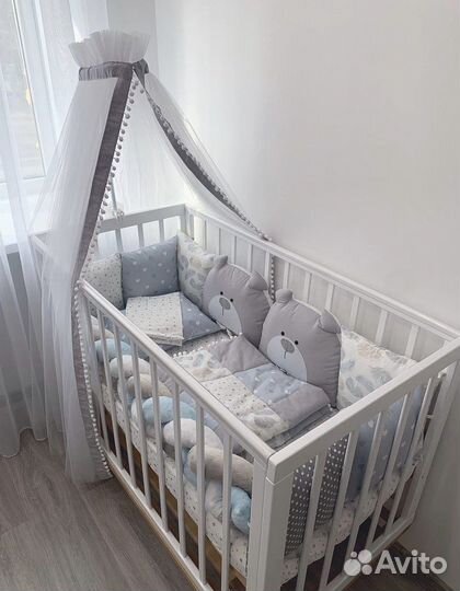 Бортики с балдахином в детскую кроватку