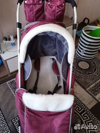 Детские санки коляска с колесами