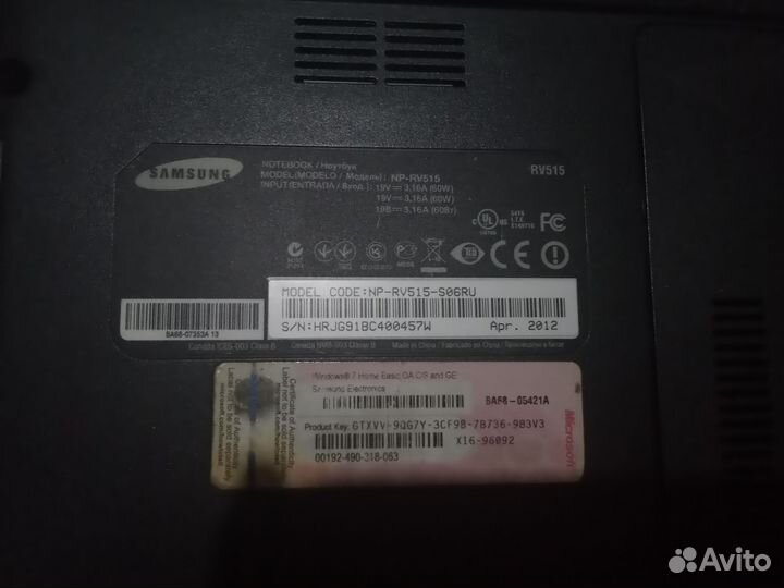 Ноутбук Samsung на запчасти
