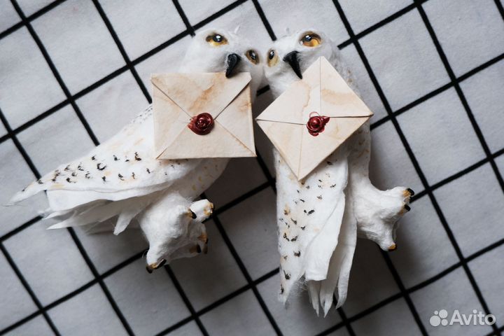 Ватная елочная игрушка сова Букля Гарри Поттер