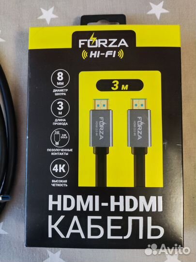 Кабель hdmi-hdmi 4K и 3D 3 метра forza