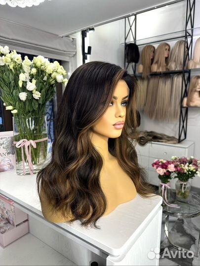 Парик натуральный Полусистема на сетке