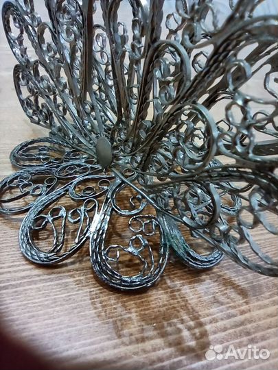 Салфетница мельхиоровая, СССР, скань