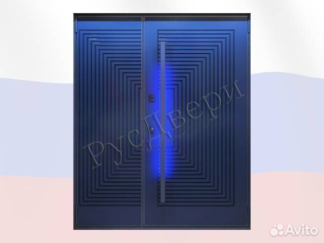 Двустворчатая входа дверь для офиса с подсветкой