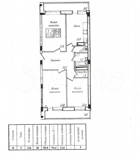 3-к. квартира, 94,4 м², 9/17 эт.