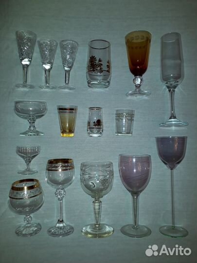 Бокалы фужеры рюмки стопки стаканы хрусталь стекло