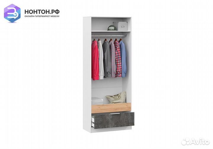 Шкаф 2-х створчатый Чарли белый / дуб крафт золото