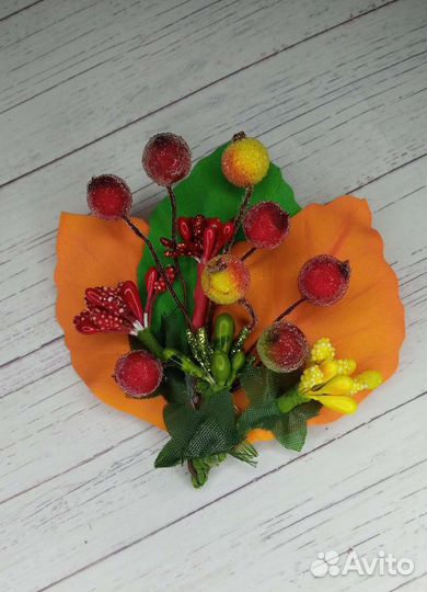 Осенний комплект- ободок, брошь, украшение на руку