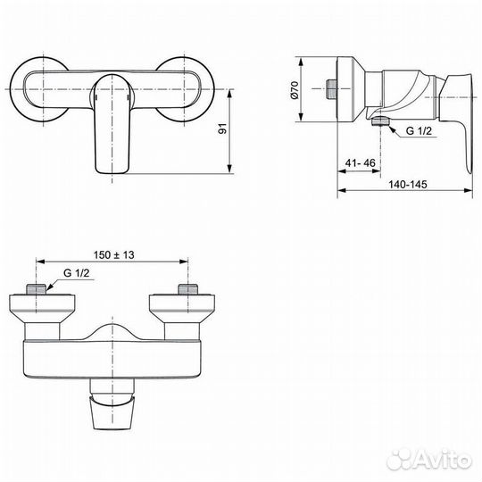 Смеситель для душа Ideal Standard a7032aa Хром