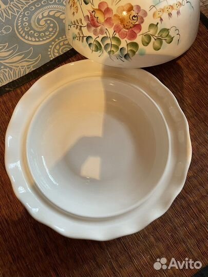 Масленка фарфор СССР. Семикаракорская керамика