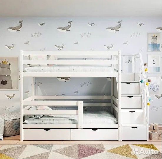 Двухъярусная кровать с лестницей комодом 160х80