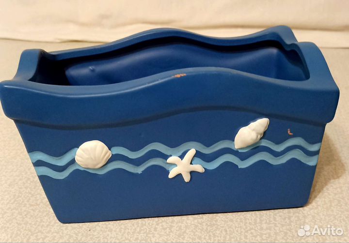 Кашпо керамическое прямоугольное с декором