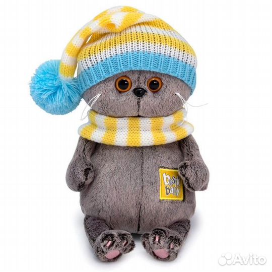 Мягкая игрушка Басик Baby в вязаном колпаке, 20 см