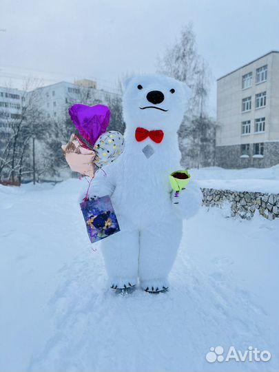 Белый мишка поздравление Ростовые куклы