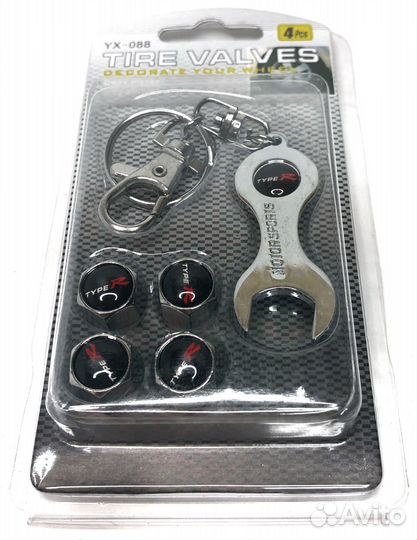 Колпачки на ниппеля - Type-R (с ключом/черный) (Че