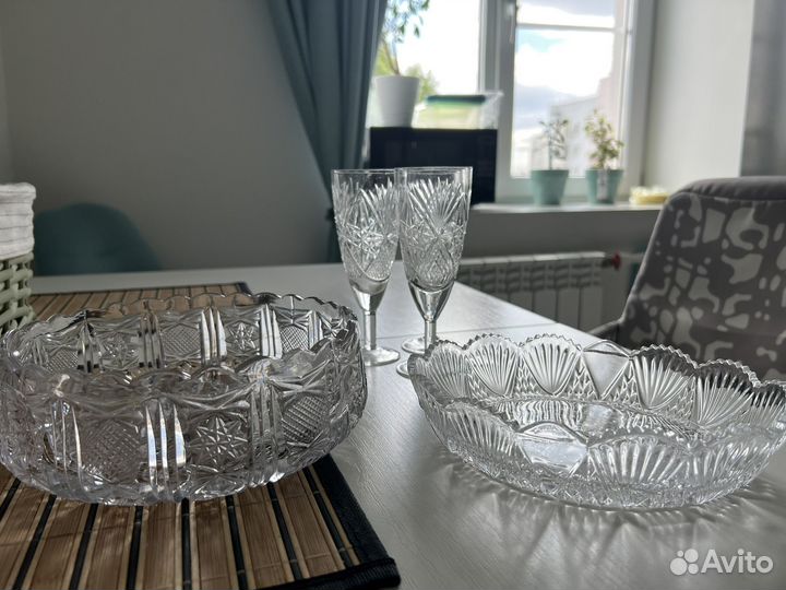 Хрустальные бокалы салатницы конфетницы СССР