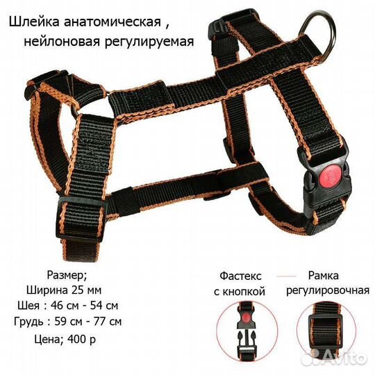 Ошейники, шлейки, поводки нейлоновые для собак