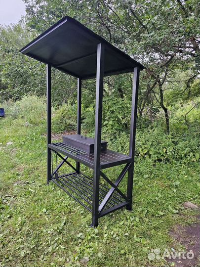 Мангал с крышей лофт