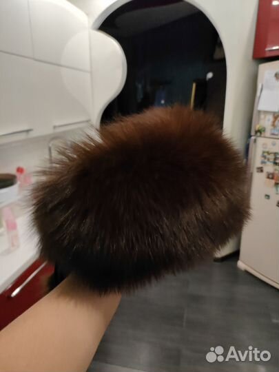 Шапка песцовая и норковая на трикотаже