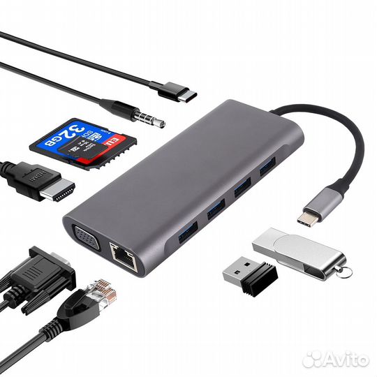 USB Хаб type-c на MacBook 11в1 bronka